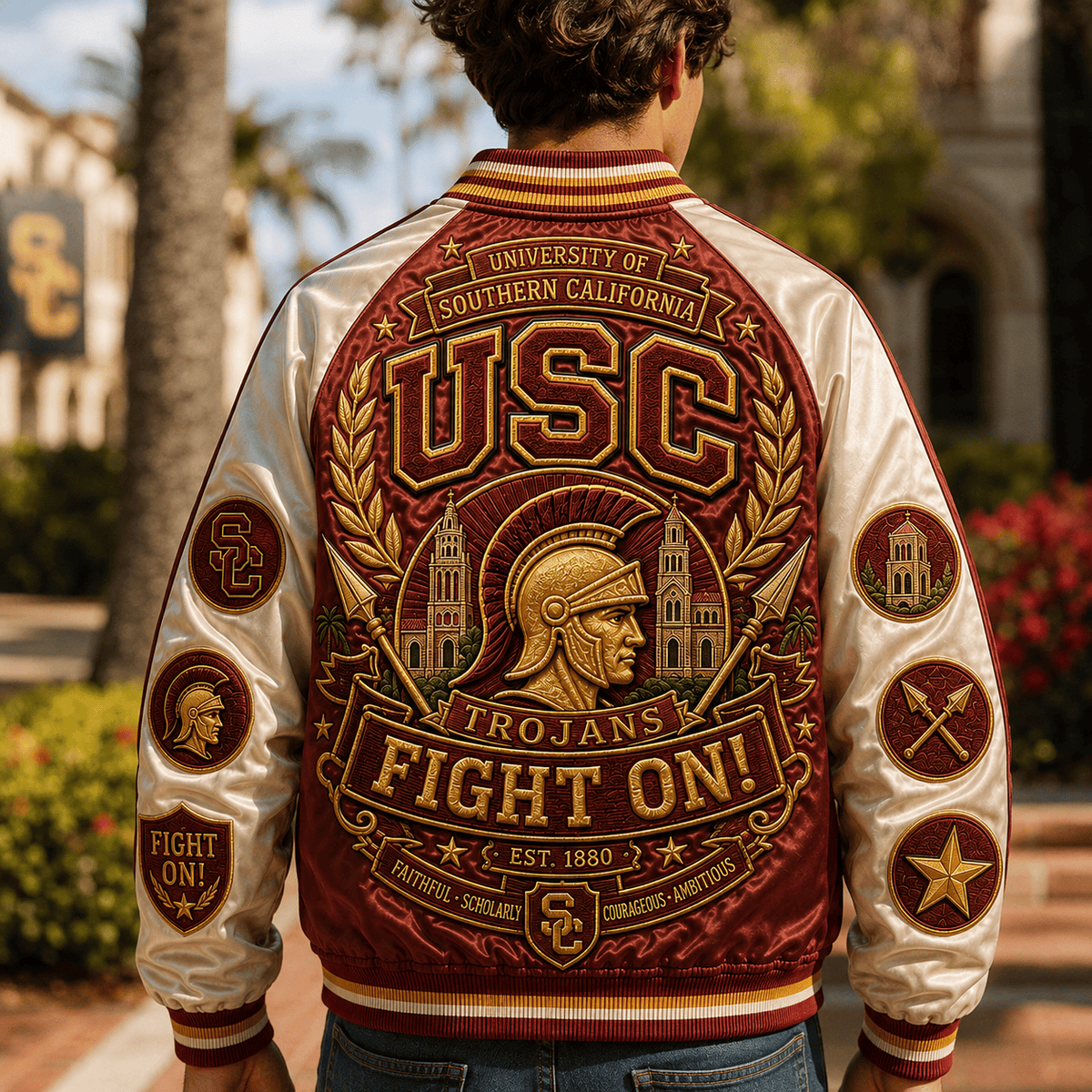 PREMIUM USC SATIN BASEBALL JACKET NTNA