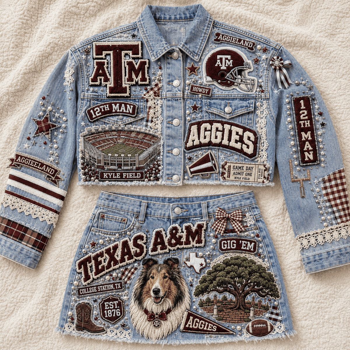 TAMA Embellished Denim Set NTKO