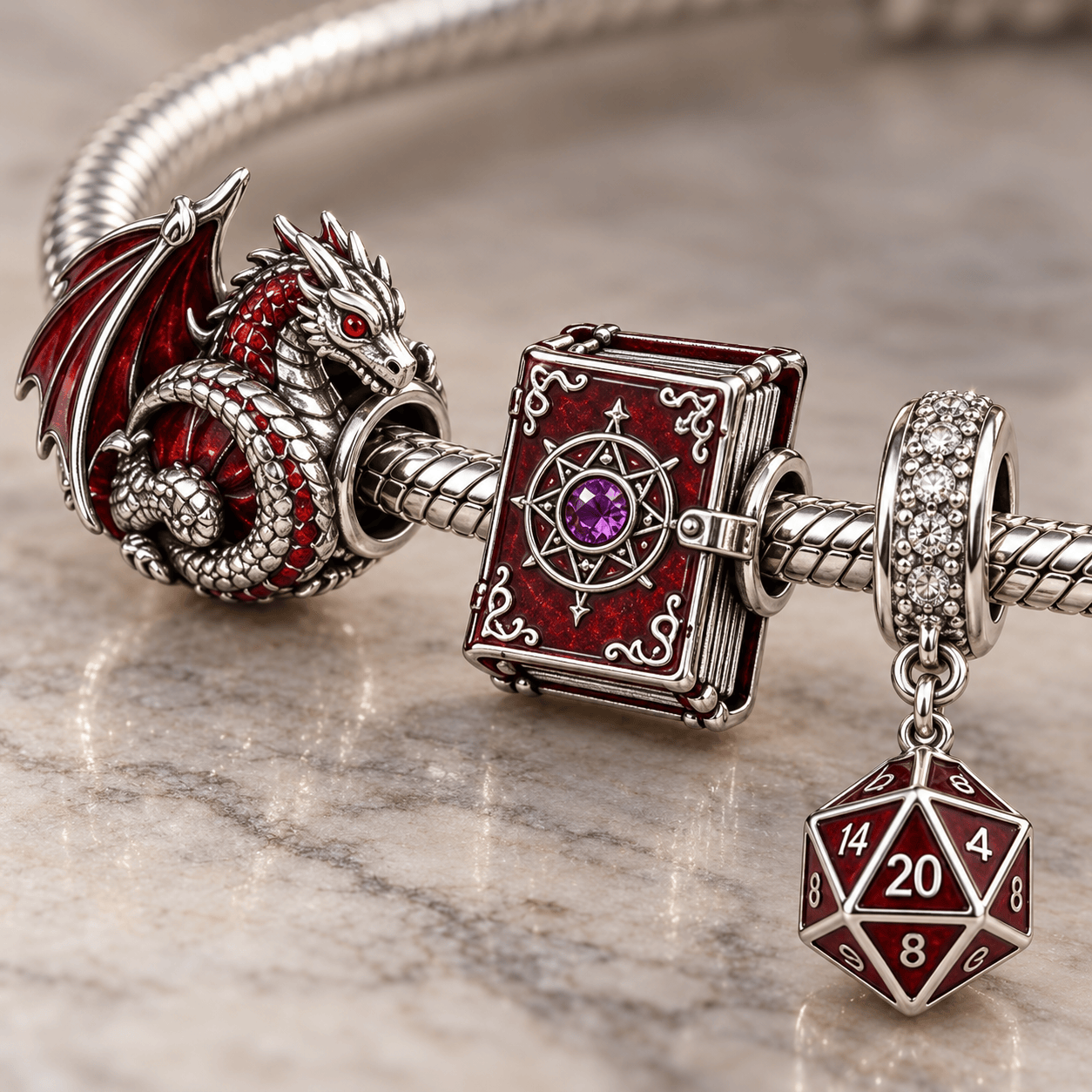 DND Silver Charm Bracelet Set PTKL