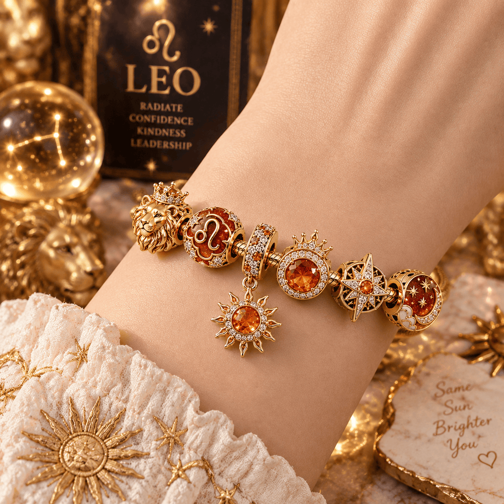 LEO Gold Charm Bracelet Set PTT