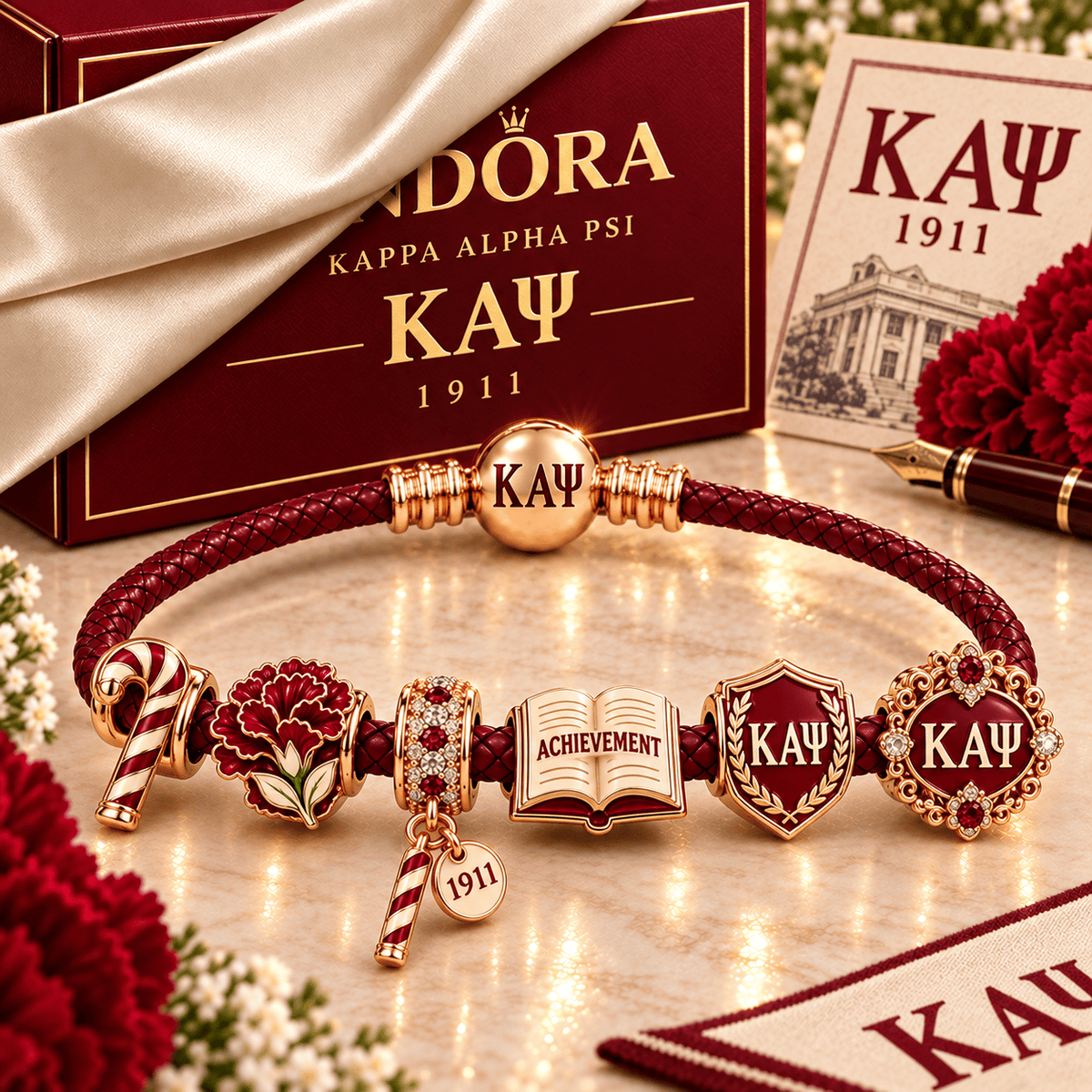 KPAP Braided Leather Charm Bracelet Set NHVH