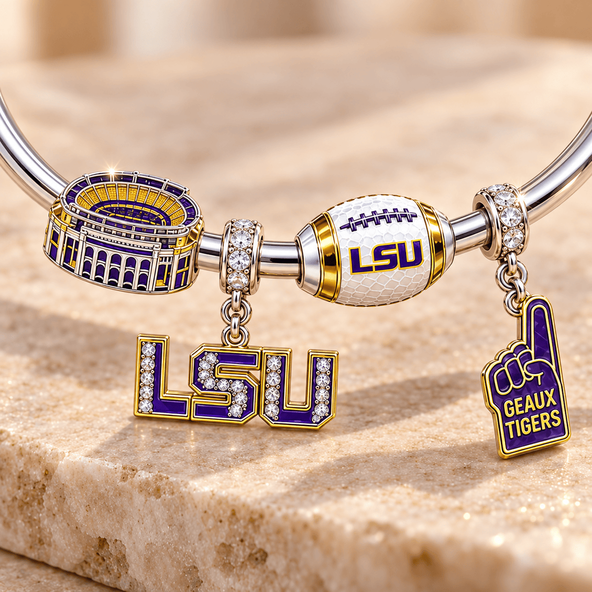 LSUT Silver Charm Bracelet Set TMH
