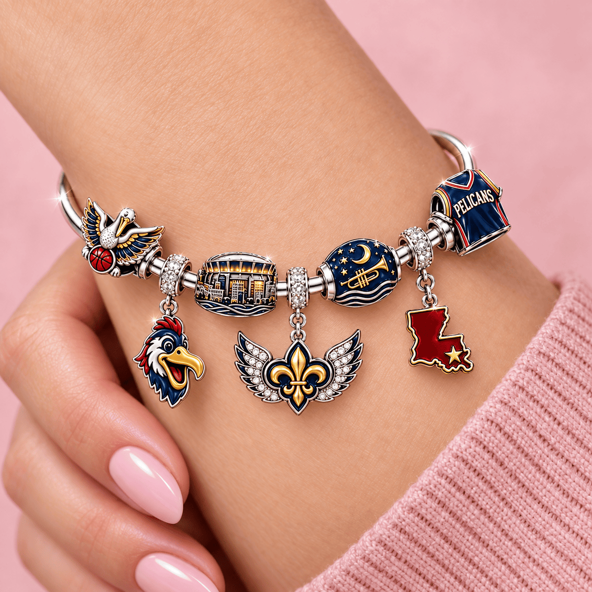 NOP Silver Charm Bracelet Set TMH