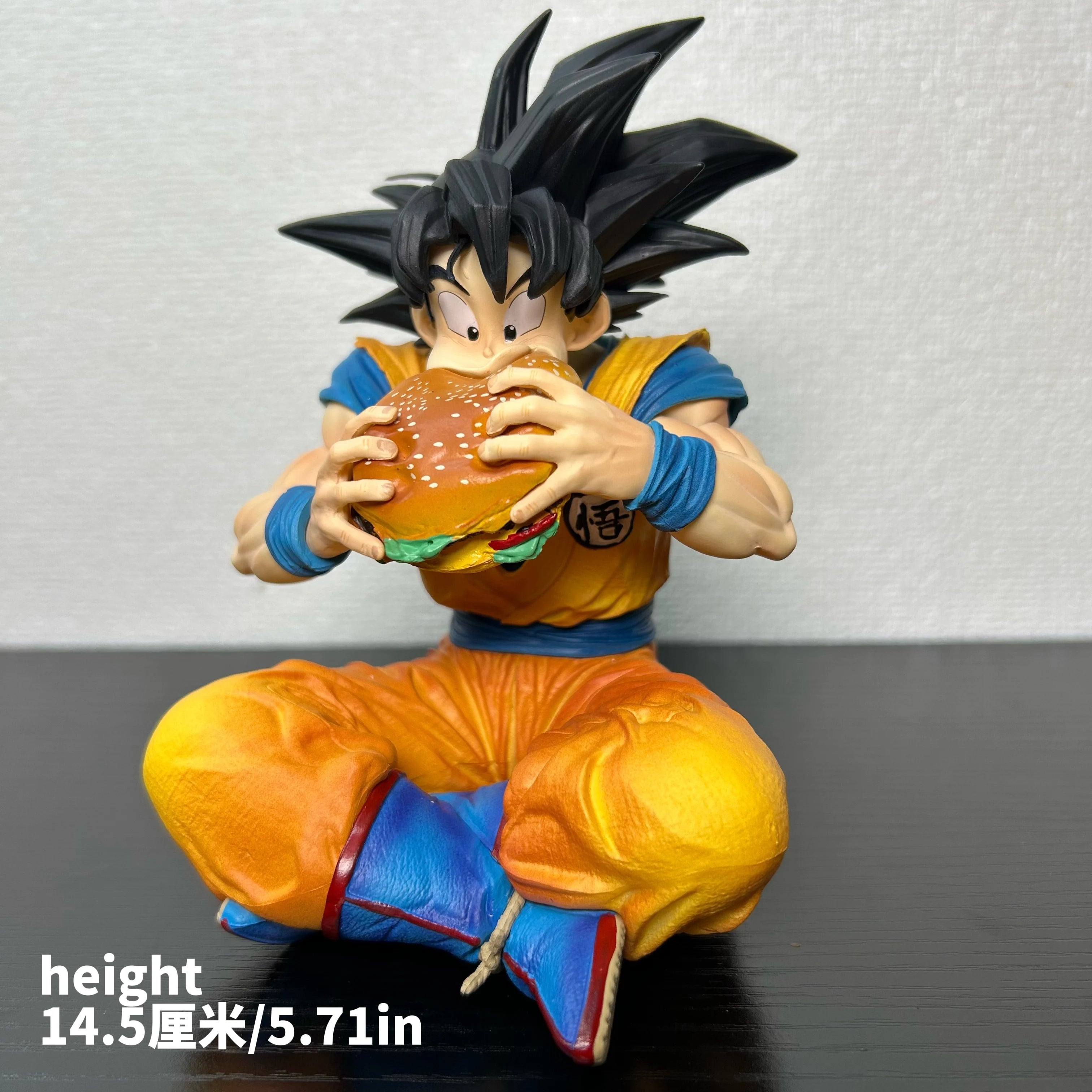 New Dragon Ball Goku & Vegeta Eating Hamburgers Anime Figure Sitting Pose Figurine Desktop Ornament Collectible Model Toys Gift