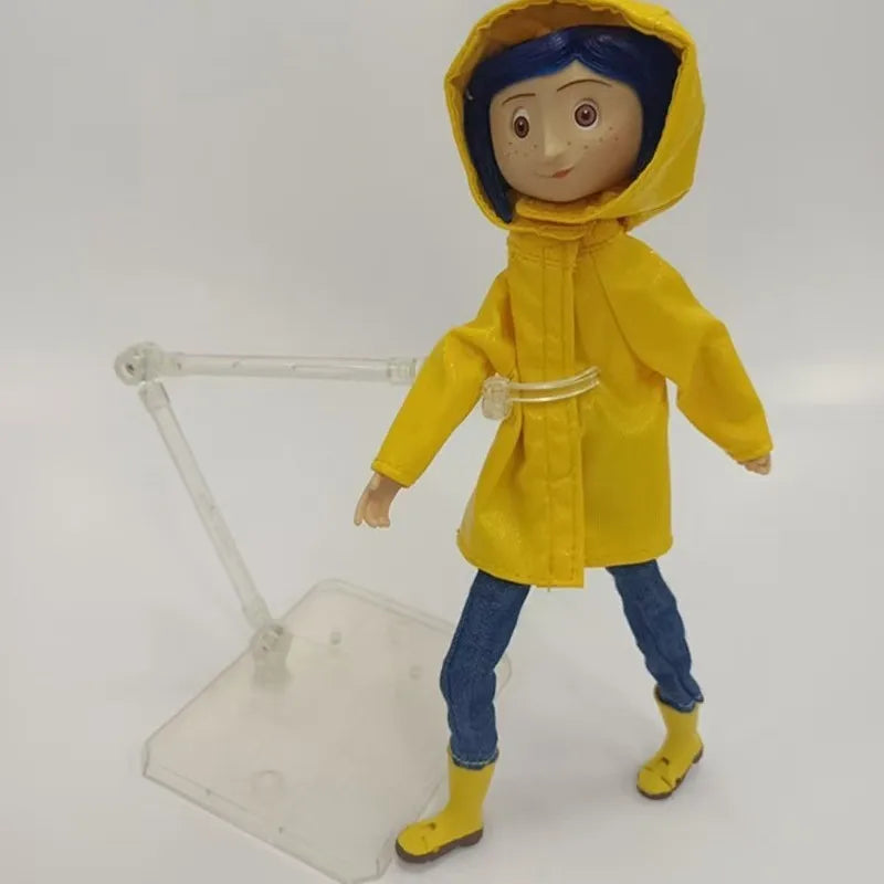 Laika Coraline 7 Inch Articulated Figure Pvc Poseable Collectible Puppet With Star Sweater Yellow Raincoat Striped Shirt